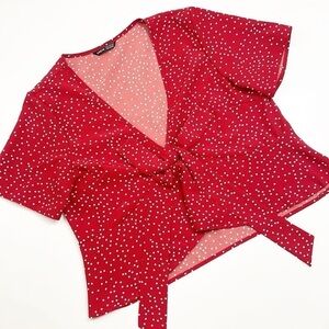 SHEIN red/white polkadot print top